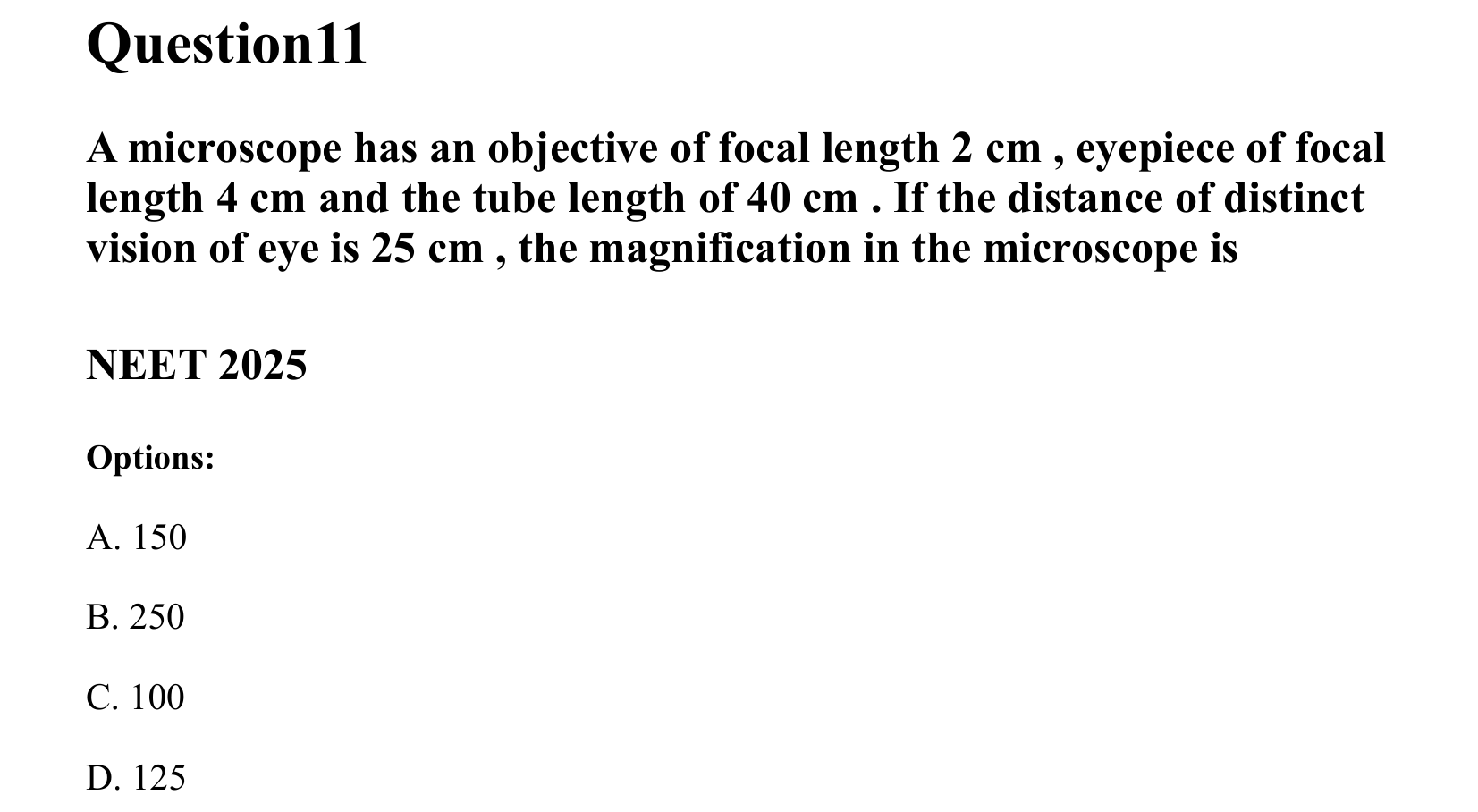 Ray Optics and Wave Optics question 11