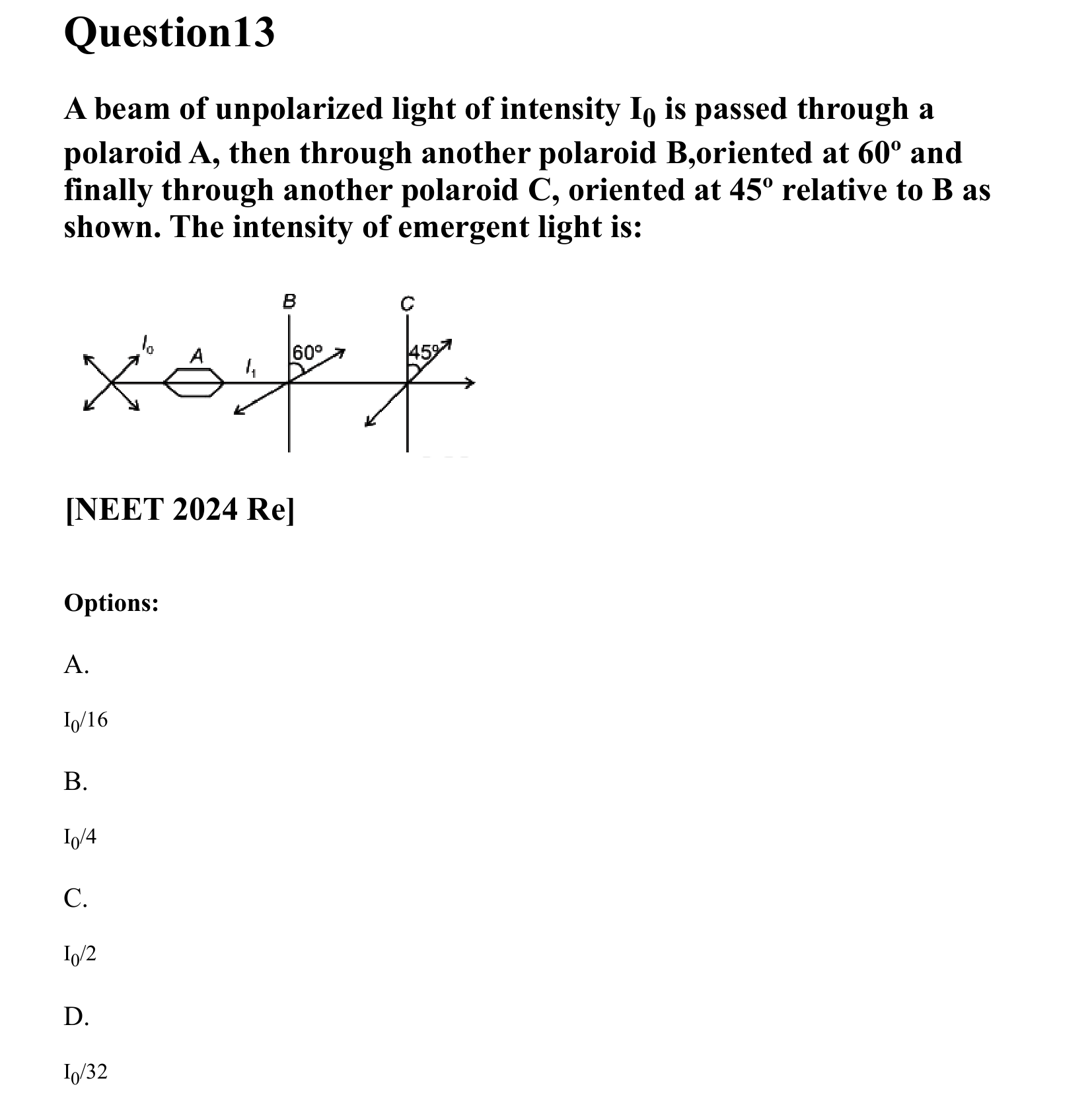 Ray Optics and Wave Optics question 13