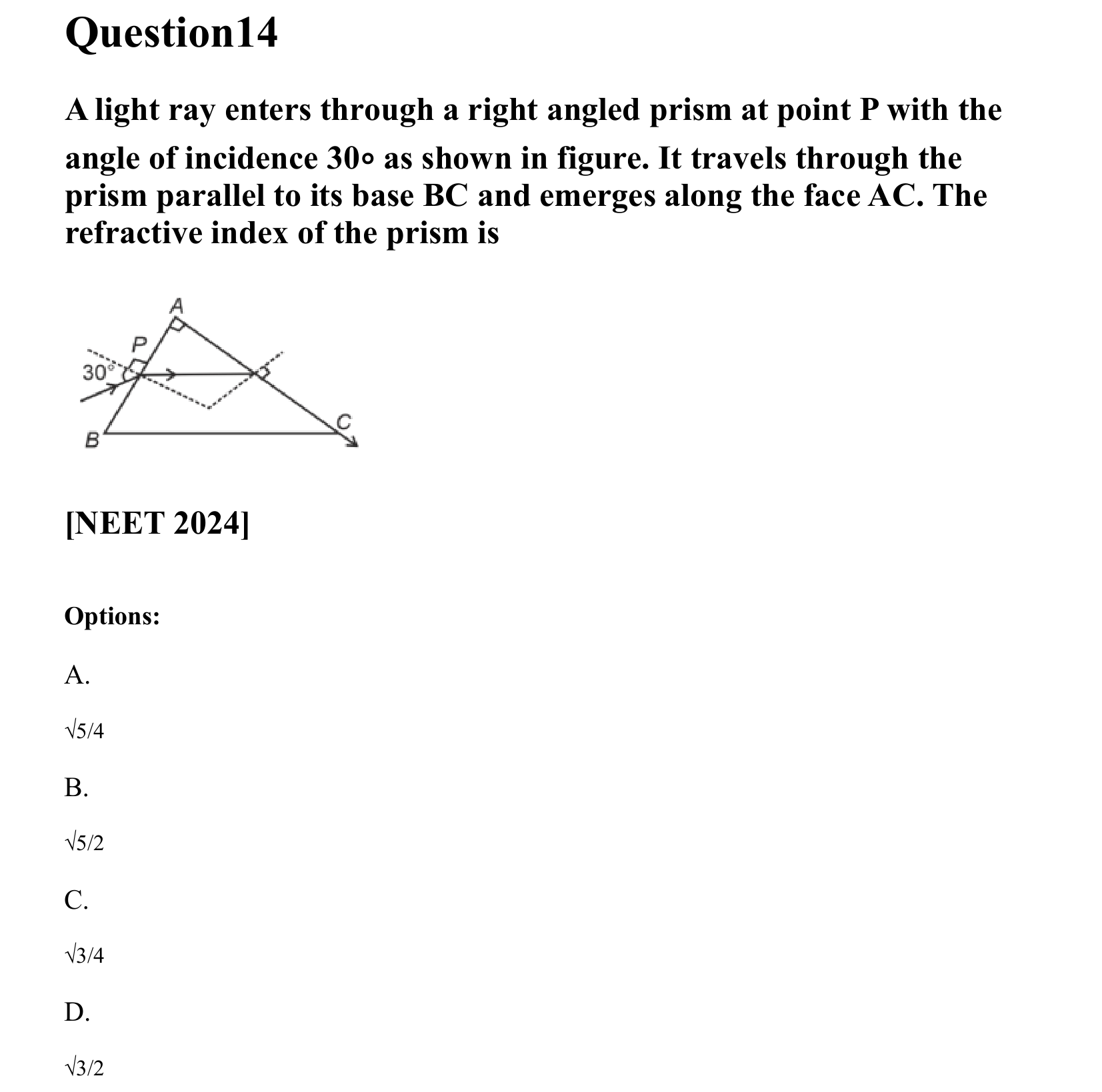 Ray Optics and Wave Optics question 14