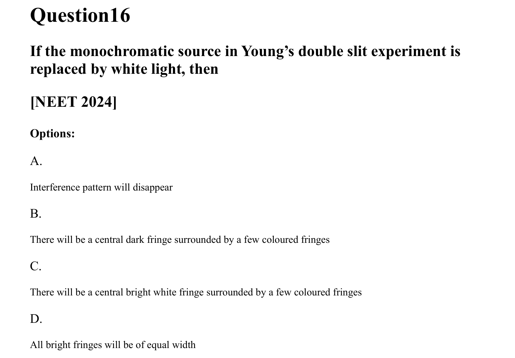Ray Optics and Wave Optics question 16