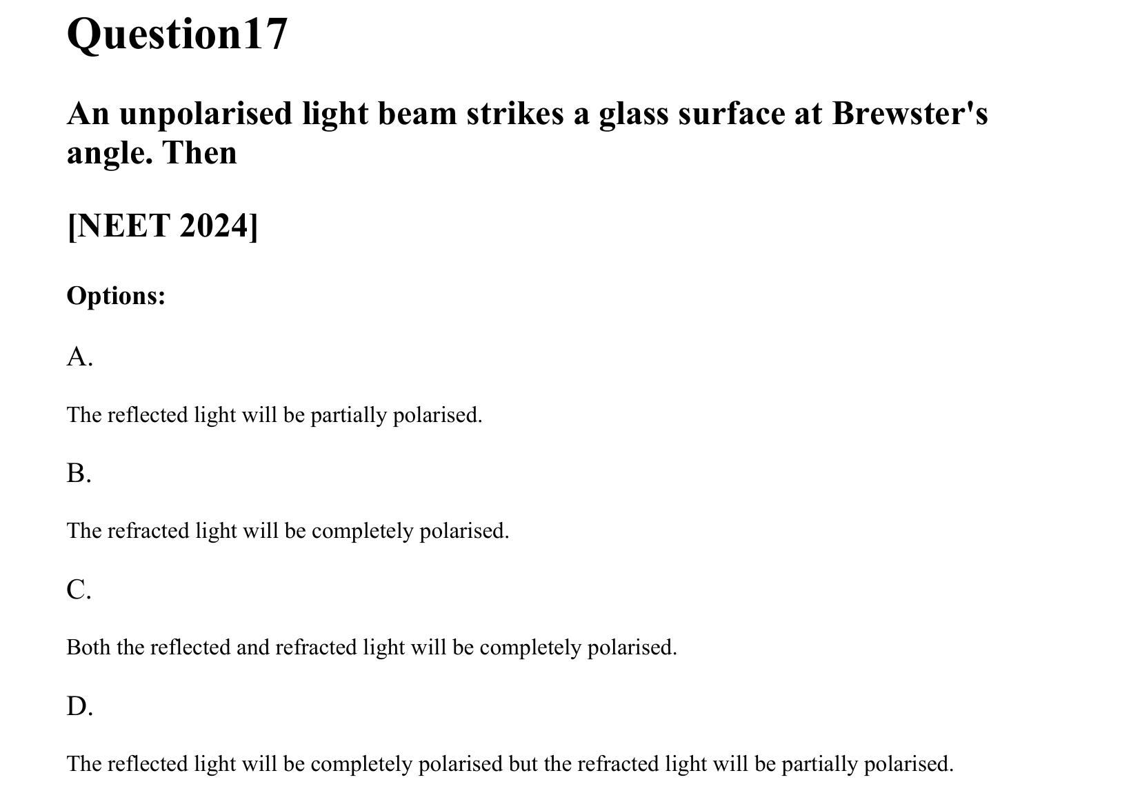 Ray Optics and Wave Optics question 17