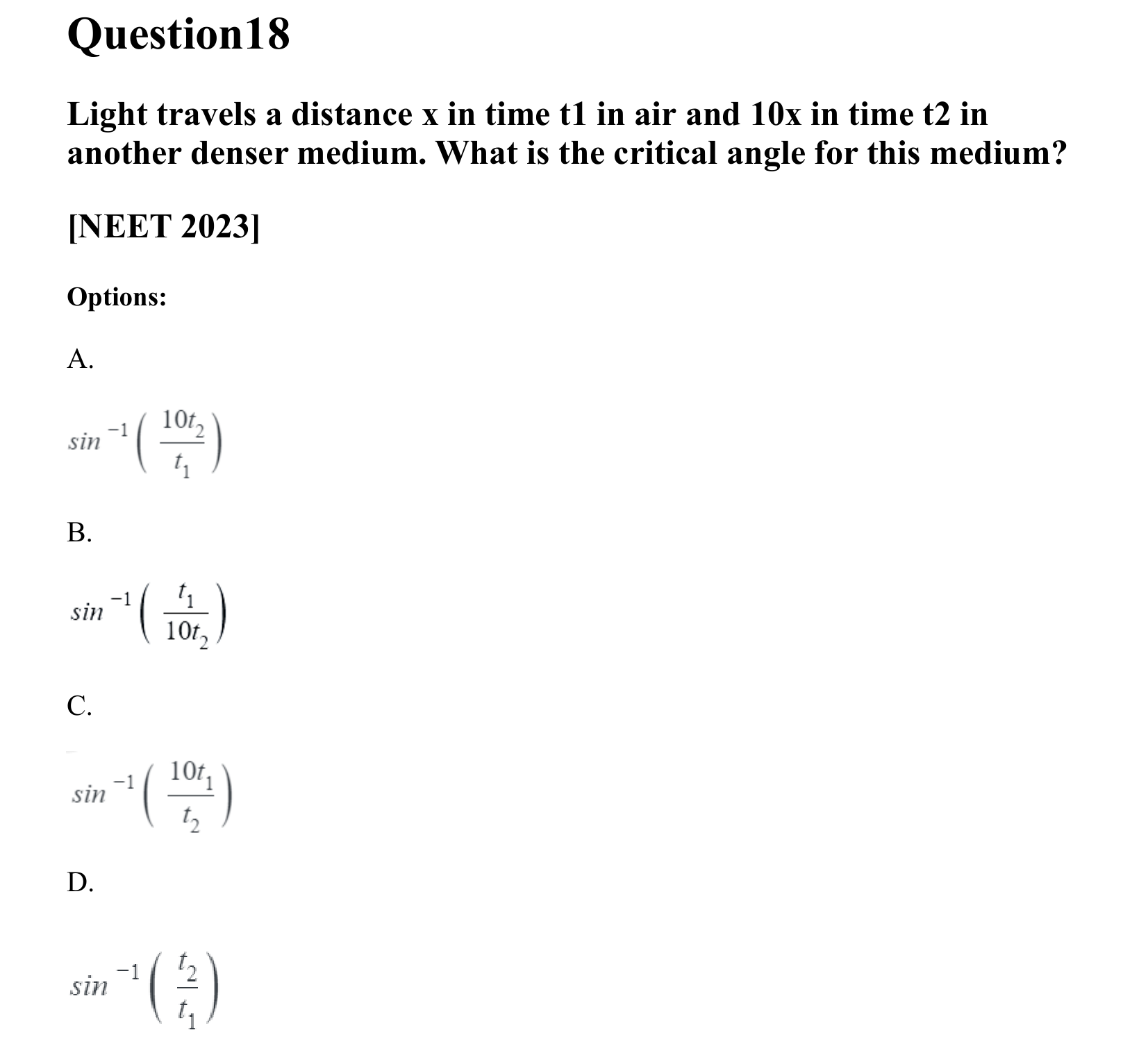 Ray Optics and Wave Optics question 18
