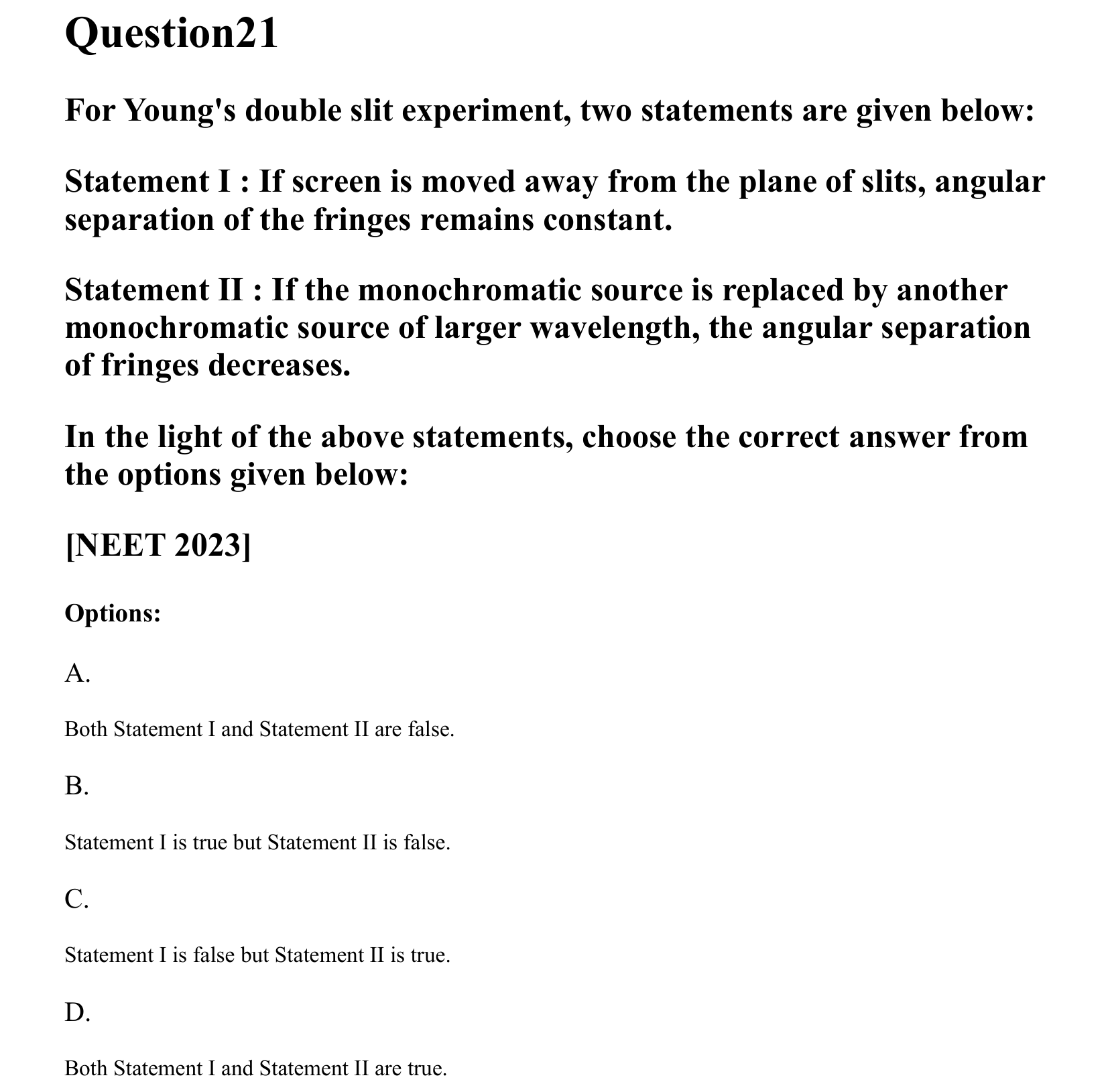 Ray Optics and Wave Optics question 21
