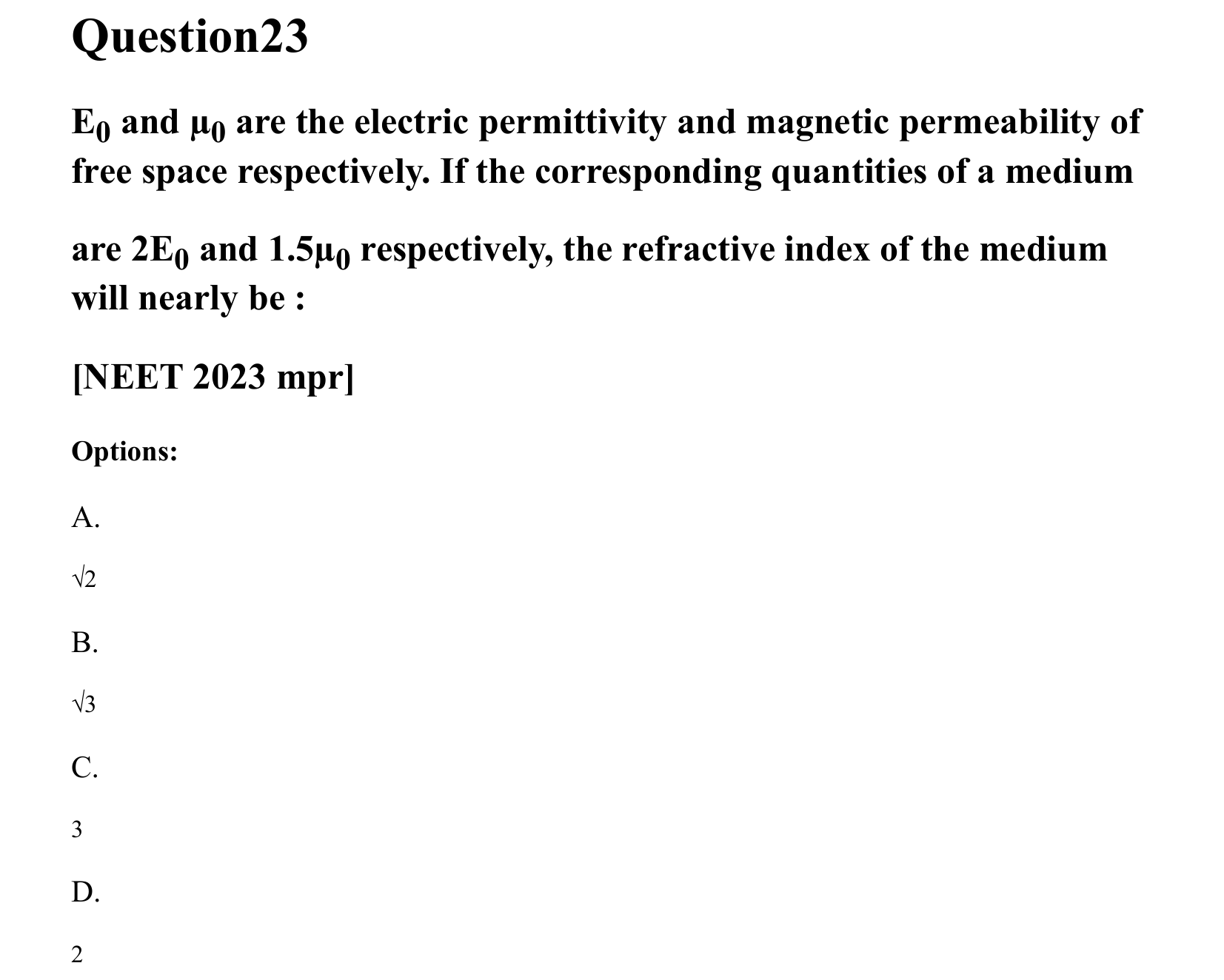 Ray Optics and Wave Optics question 23
