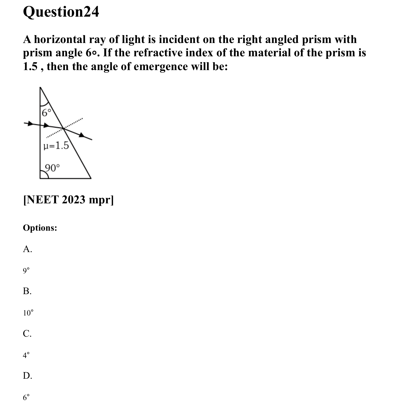 Ray Optics and Wave Optics question 24