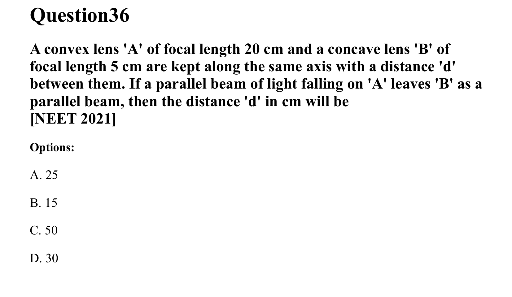 Ray Optics and Wave Optics question 36