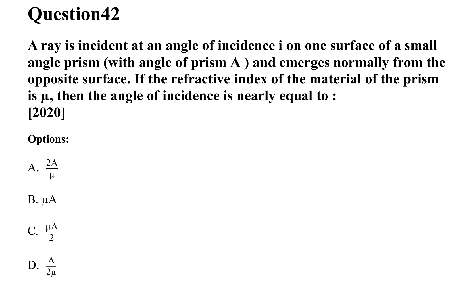 Ray Optics and Wave Optics question 42