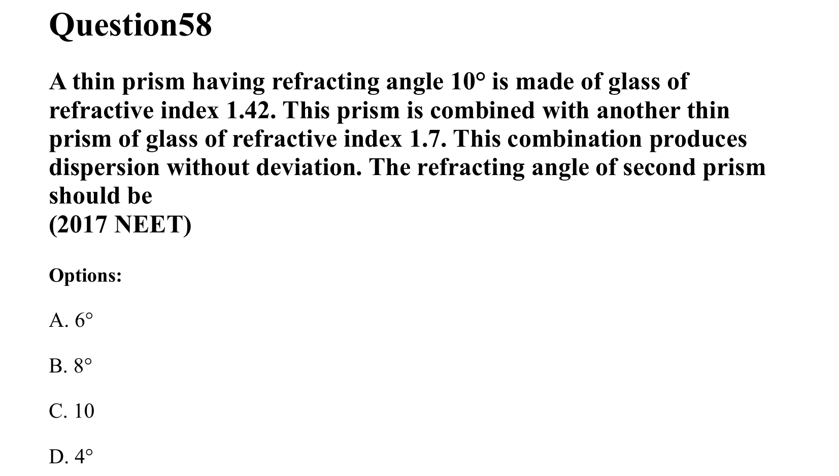 Ray Optics and Wave Optics question 58