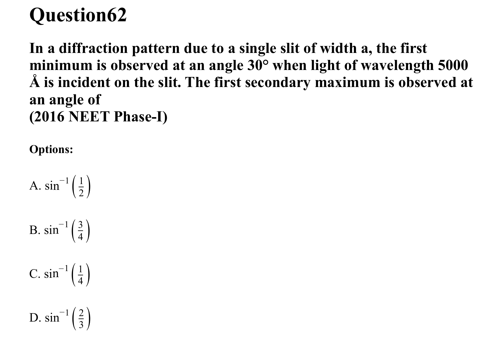 Ray Optics and Wave Optics question 62