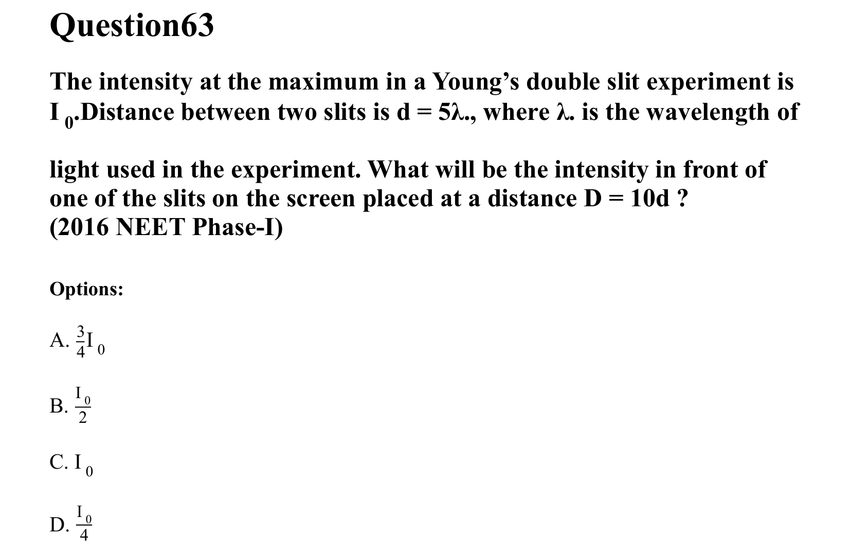 Ray Optics and Wave Optics question 63