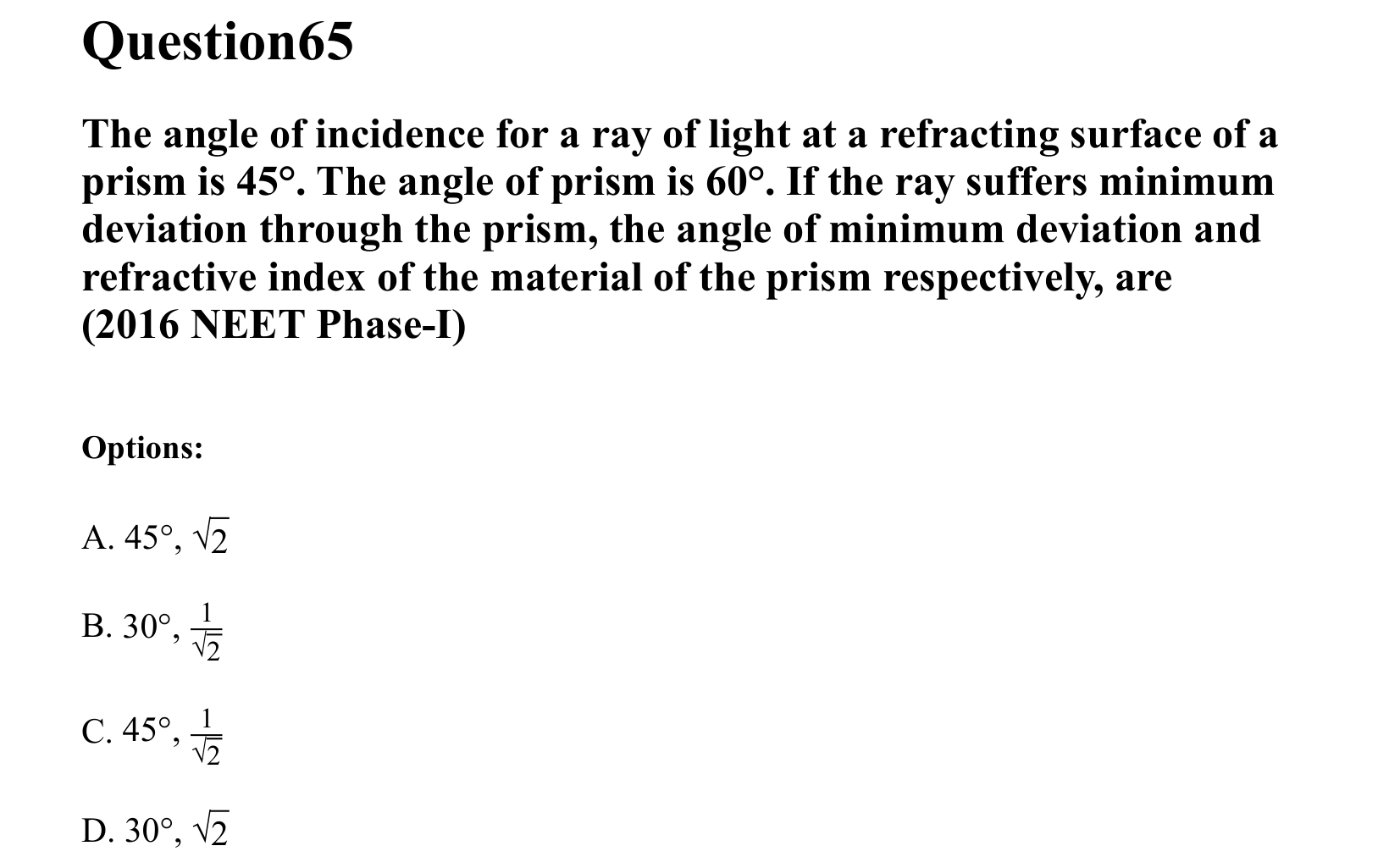 Ray Optics and Wave Optics question 65