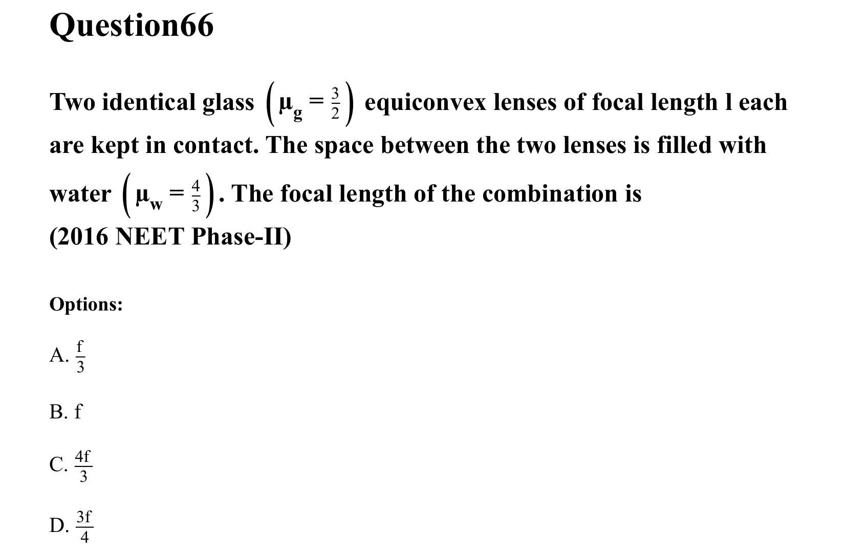 Ray Optics and Wave Optics question 66