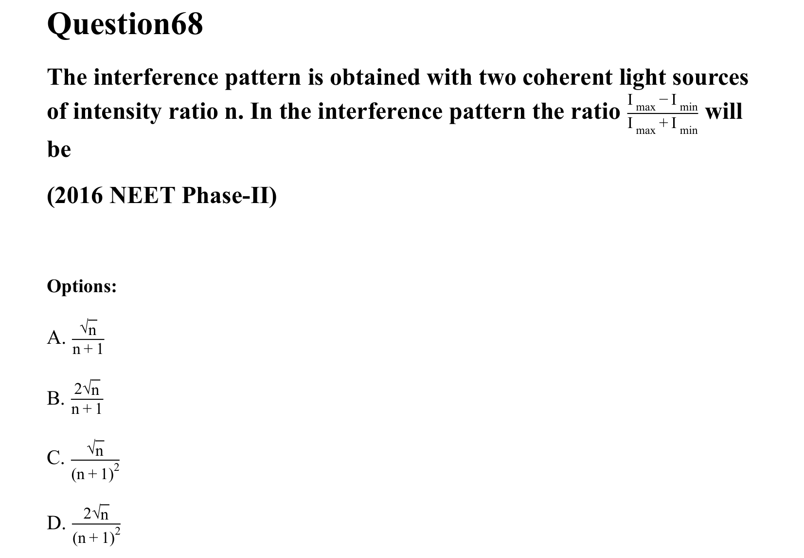 Ray Optics and Wave Optics question 68