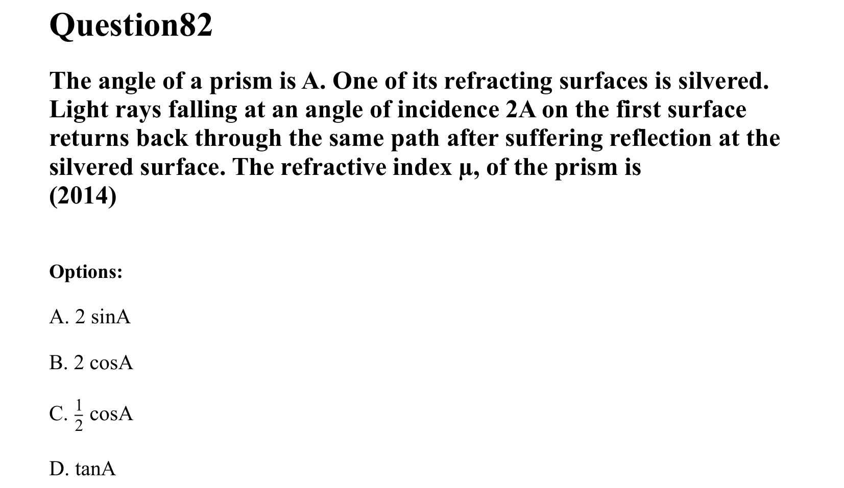 Ray Optics and Wave Optics question 82