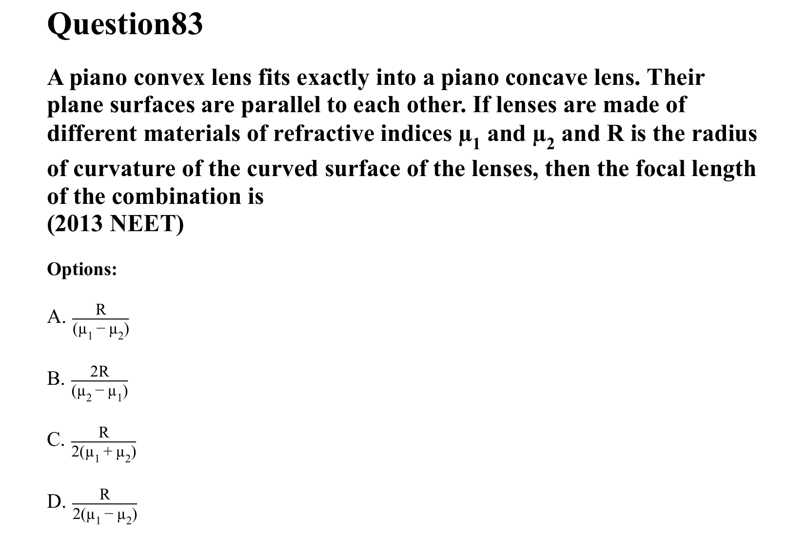 Ray Optics and Wave Optics question 83