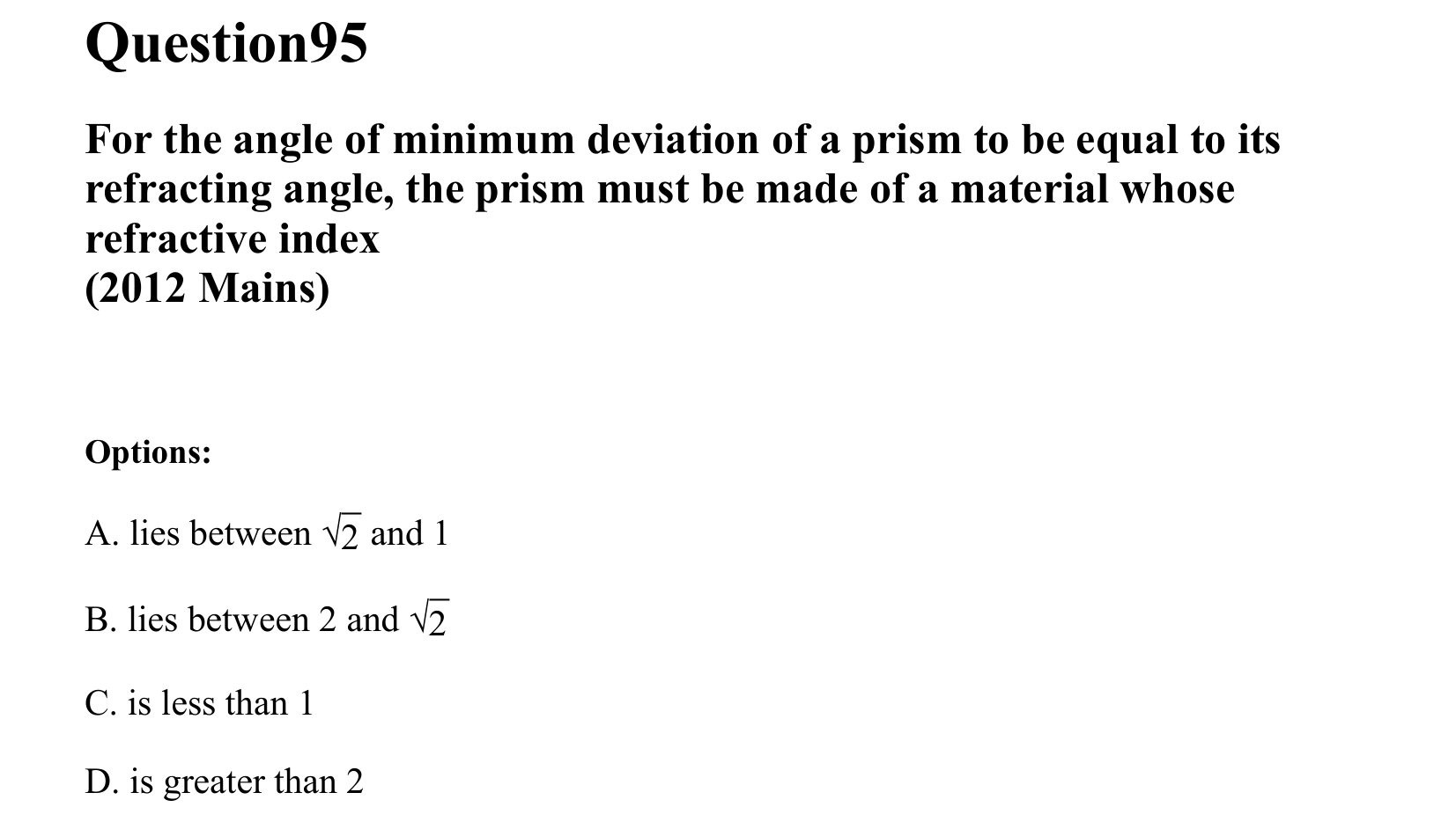 Ray Optics and Wave Optics question 95