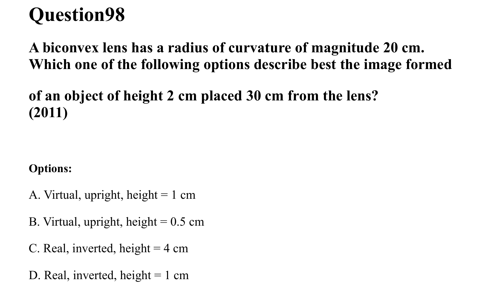 Ray Optics and Wave Optics question 98