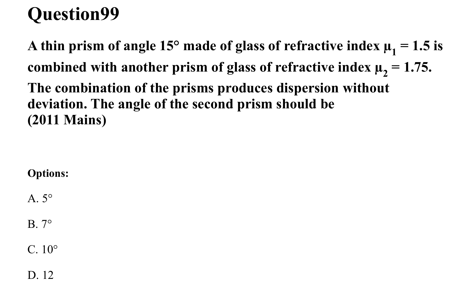 Ray Optics and Wave Optics question 99