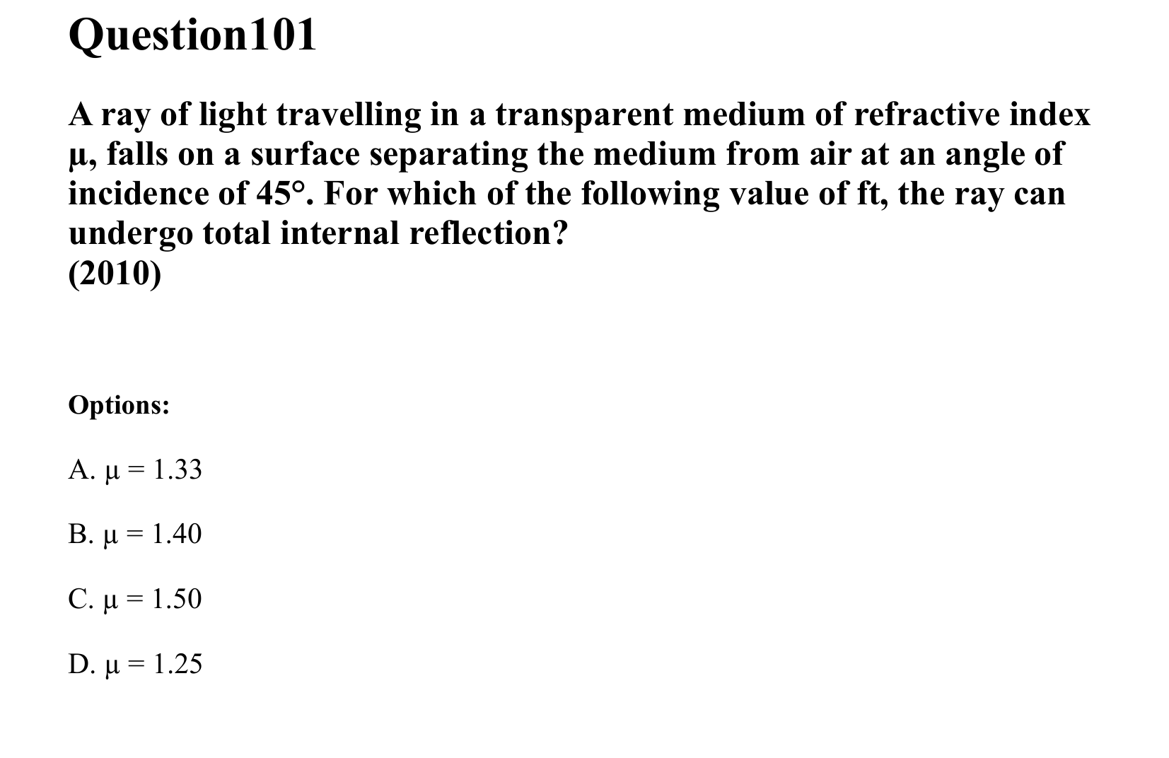 Ray Optics and Wave Optics question 101