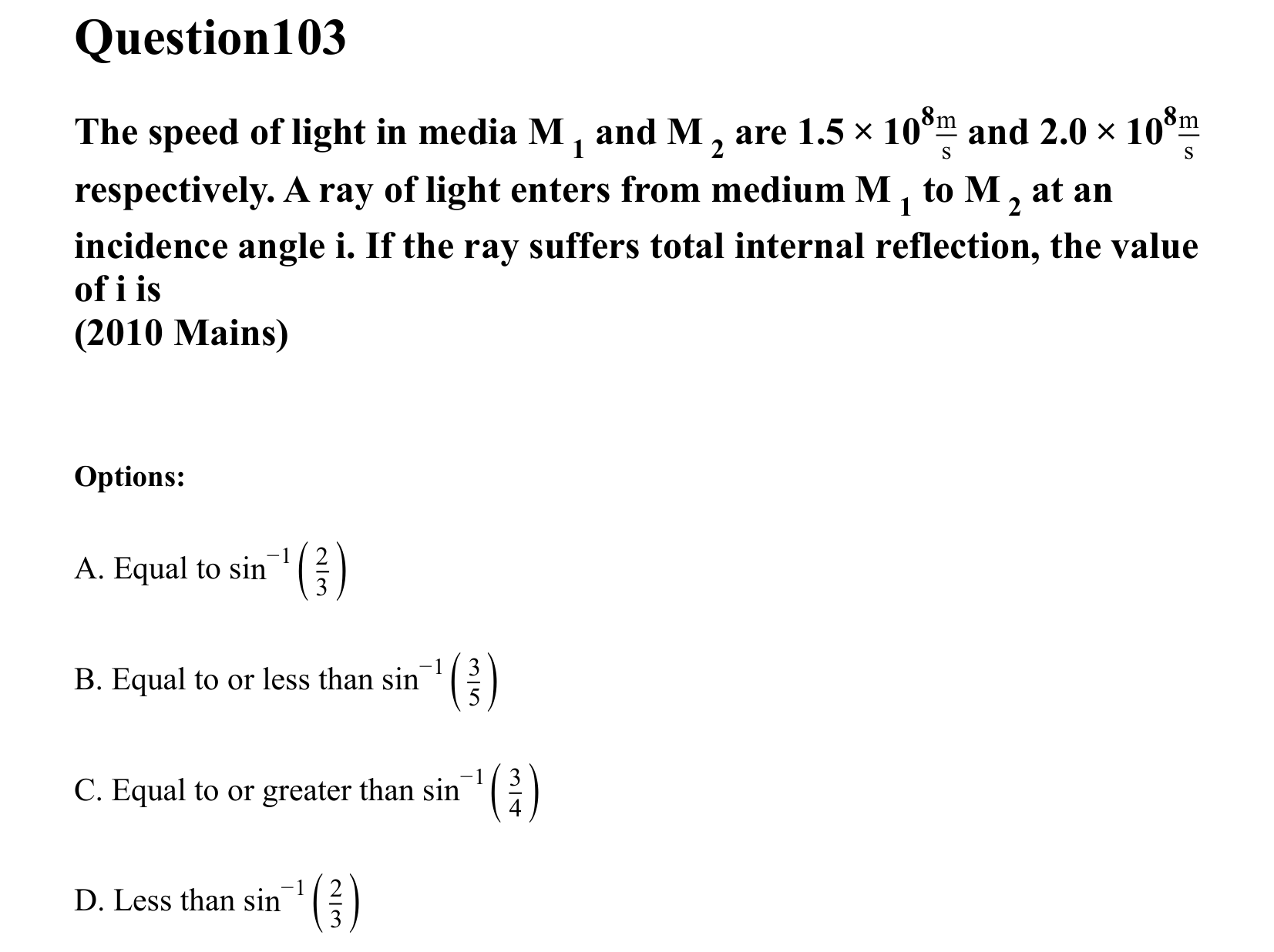Ray Optics and Wave Optics question 103