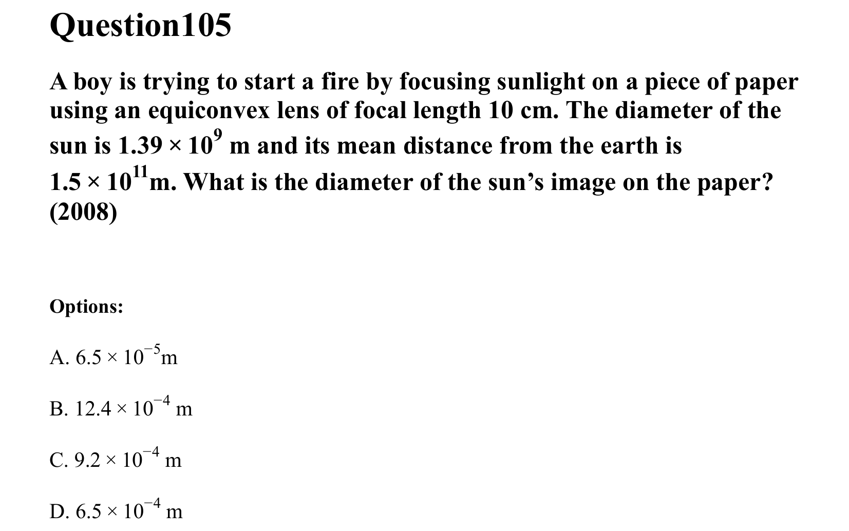 Ray Optics and Wave Optics question 105
