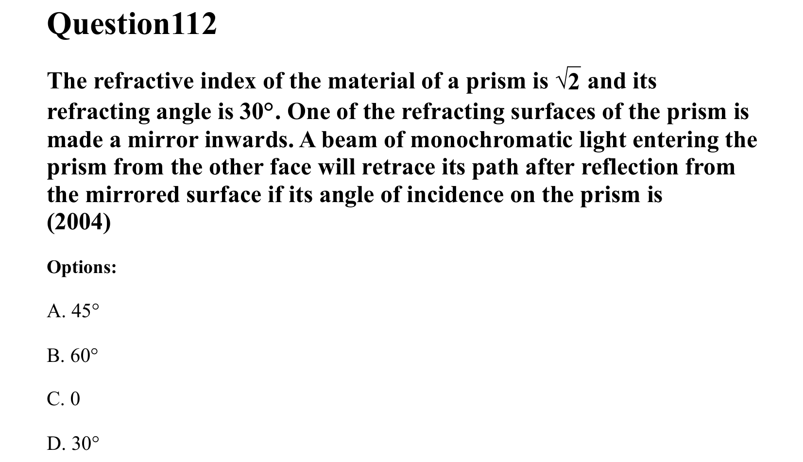 Ray Optics and Wave Optics question 112