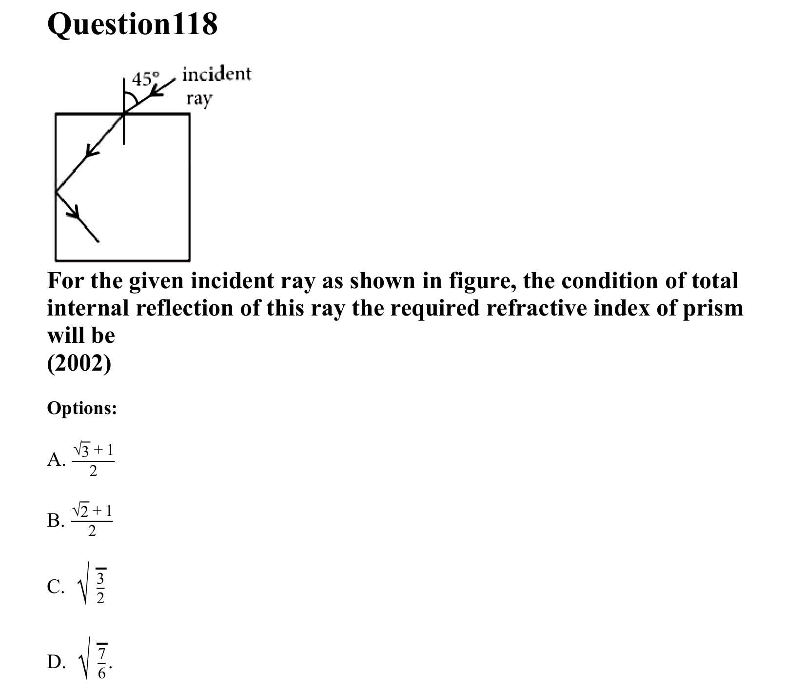 Ray Optics and Wave Optics question 118