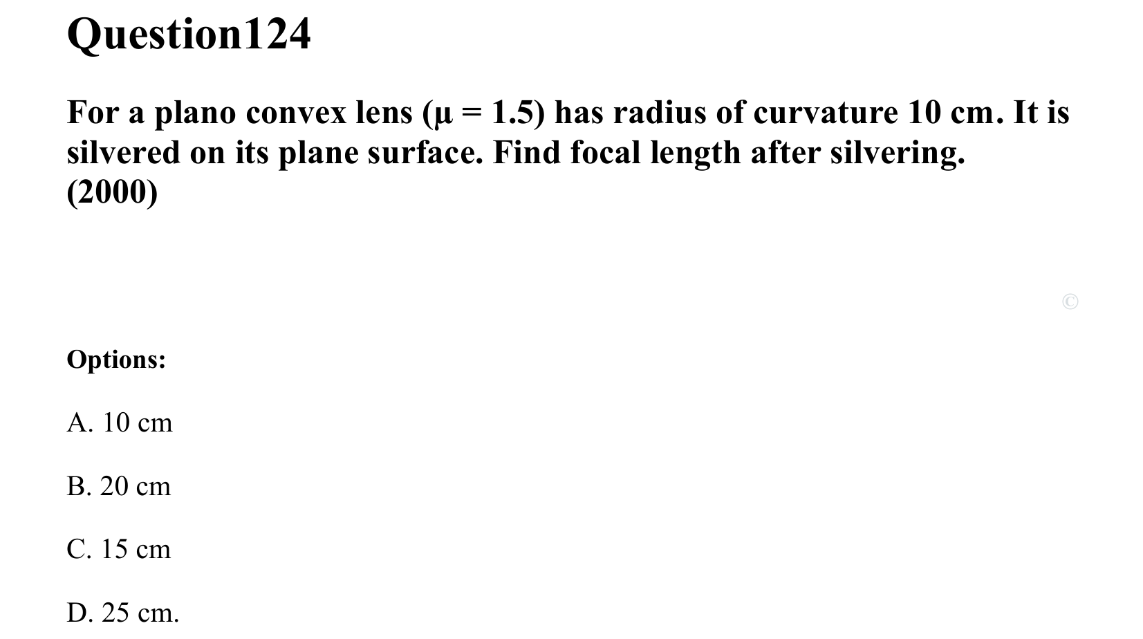 Ray Optics and Wave Optics question 124