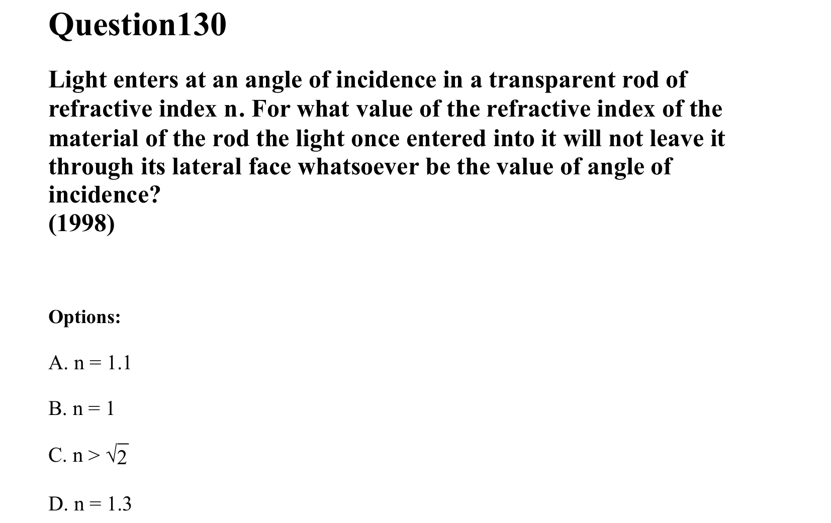 Ray Optics and Wave Optics question 130
