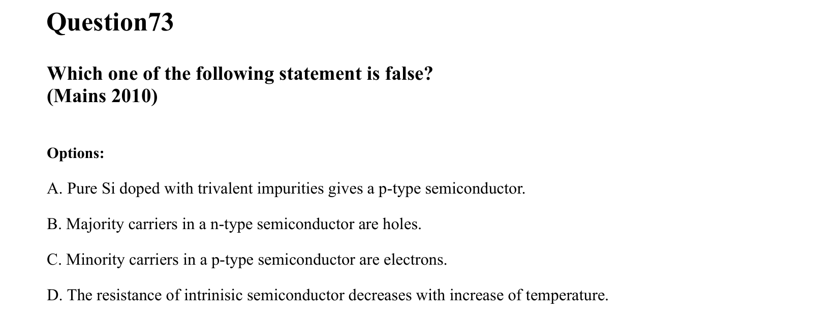 Semiconductor Electronics question 73