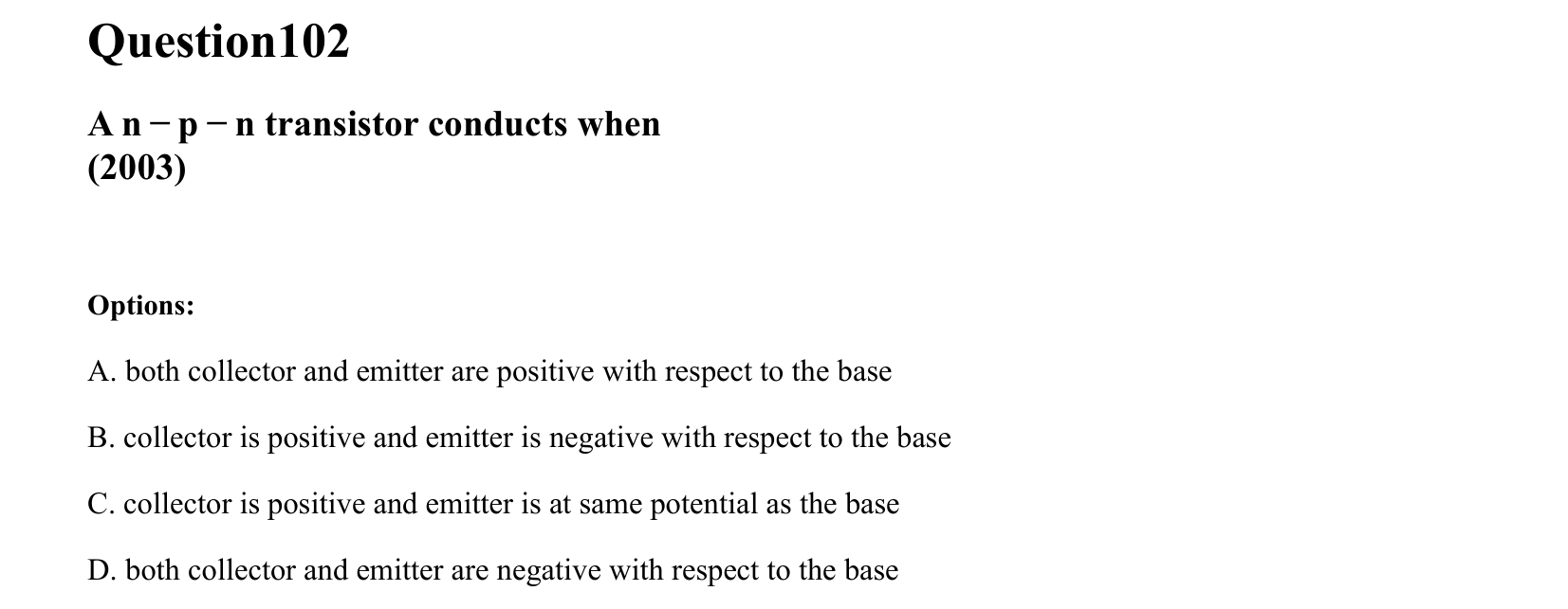 Semiconductor Electronics question 102