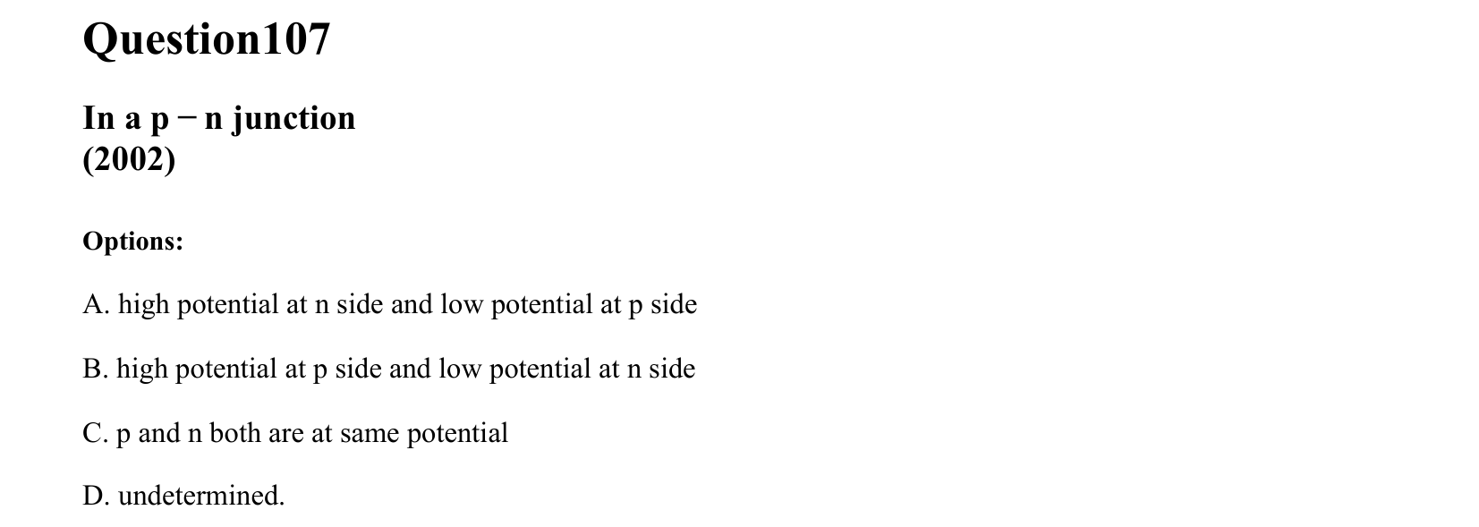 Semiconductor Electronics question 107